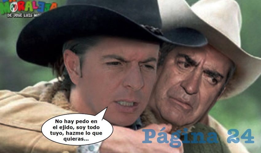Fotografía satírica con dialogos añadidos a la imagen original.