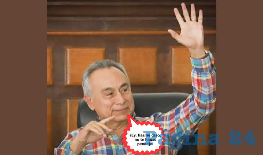 Fotografía satírica con dialogos añadidos a la imagen original.