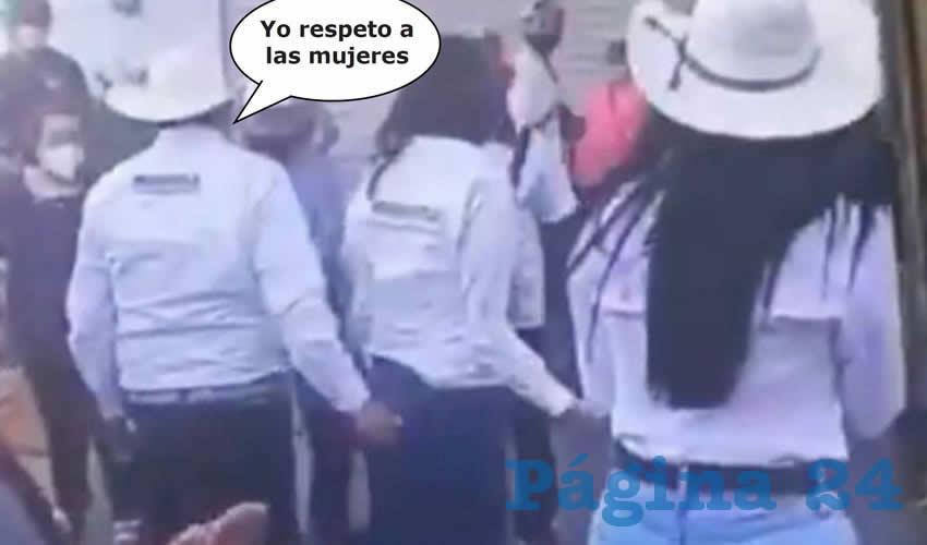 Fotografía satírica con dialogos añadidos a la imagen original.