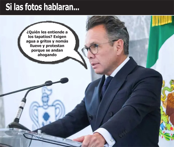 Fotografía satírica con dialogos añadidos a la imagen original.